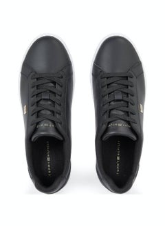 TOMMY HILFIGER Women's Essential Leather Cupsole Court Trainers -  Leather upper, Black  - Image 3