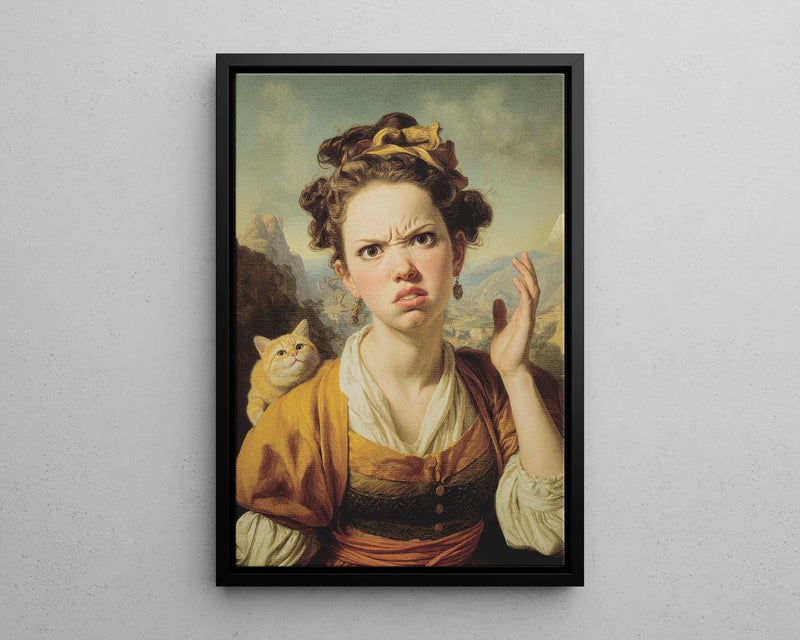 TNESSENTIAL Medieval Lady with Cat Funny Bathroom Print Poster or Canvas, Classical Canvas Poster Style Portrait, Quirky Restroom Decor, Toilet Humor Art - Image 5