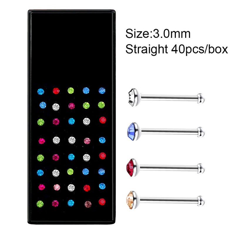 Loquat 60/40/Box Stainless Steel Nose Nail 1.5/2.0/2.5 Curved Rod L-Shaped Diamond Nose Nail Nose Ring Body Puncture - Image 1