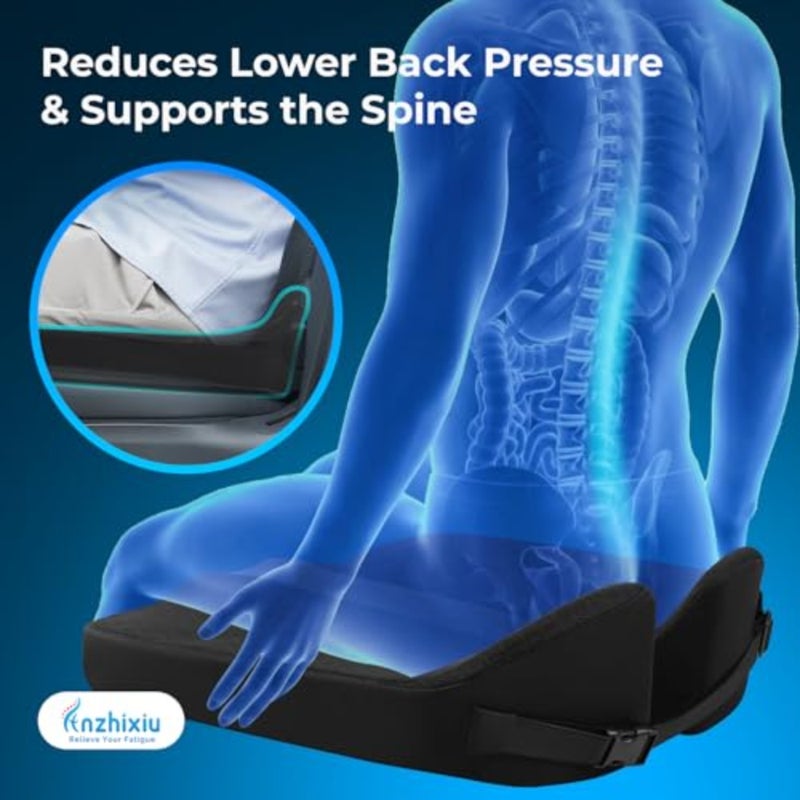 Heightening Truck Seat Cushion for Broader Vision Car Seat Cushion for Driver and Truck Driver Sciatica Pain Relief Pillow Tailbone Pain Relief Cushion for Long-Time Driving Ergonomic Foam Design 3 PCS Set - Image 4