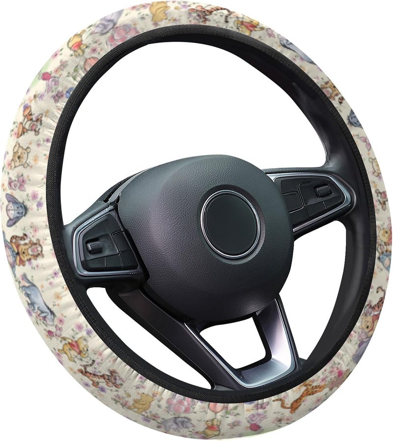 GENANY Cute Bear Steering Wheel Cover, Non-Slip Neoprene Wheel Grip, Breathable Driver Wheel Protector, Sweat-Absorbing Car Accessories, Gifts, Decor - Image 1