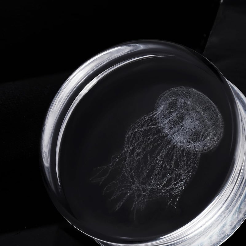COOEAR Unique Body Jewelry Clear Glass Jellyfish Ear Plugs Tunnels, Gauges for Stretched Ear Piercings 00g(10mm). - Image 3