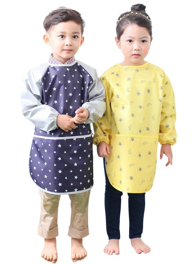 بليي مريلة الرسم للأطفال من Plie Kids - مريلة فنية مقاومة للماء بأكمام طويلة للأطفال الصغار ومرحلة ما قبل المدرسة، للعب الفوضوي، والخبز، والحرف اليدوية، والطبخ، والأنشطة الحسية (من عمر سنة إلى 10 سنوات)، نجمة فضية (06-M) - Image 3