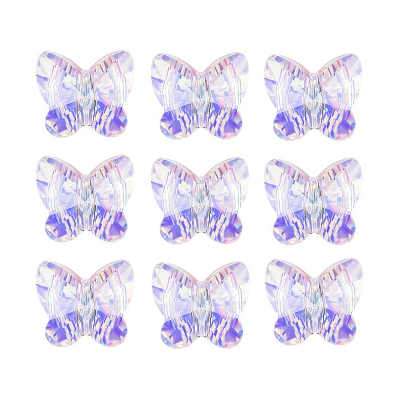 LONGWIN 60pcs AB Butterfly Crystal Beads 10mm Vertical Hole Adabele Austrian Butterfly Glass Pendants Beads Charms for DIY Project Earring Necklaces Bracelets Jewelry Making