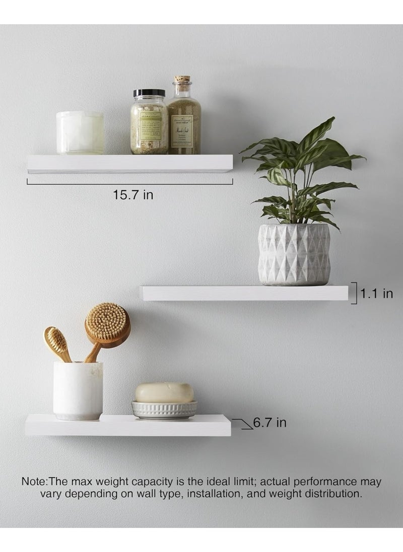 VarietyVoyageD 3 Pcs Set of Floating Shelves for Wall Decor Wall Shelves for Bedroom Storage Large Deep Wall Mounted Shelves for Bathroom Towels Laundry Living Room Kitchen Closet  - Image 3
