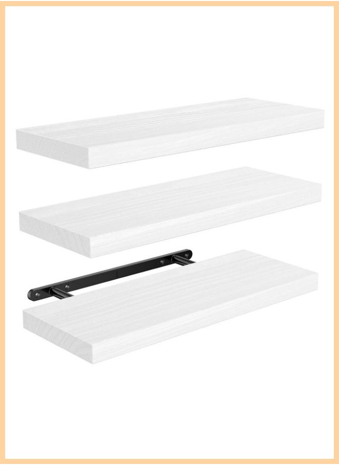 VarietyVoyageD 3 Pcs Set of Floating Shelves for Wall Decor Wall Shelves for Bedroom Storage Large Deep Wall Mounted Shelves for Bathroom Towels Laundry Living Room Kitchen Closet  - Image 1