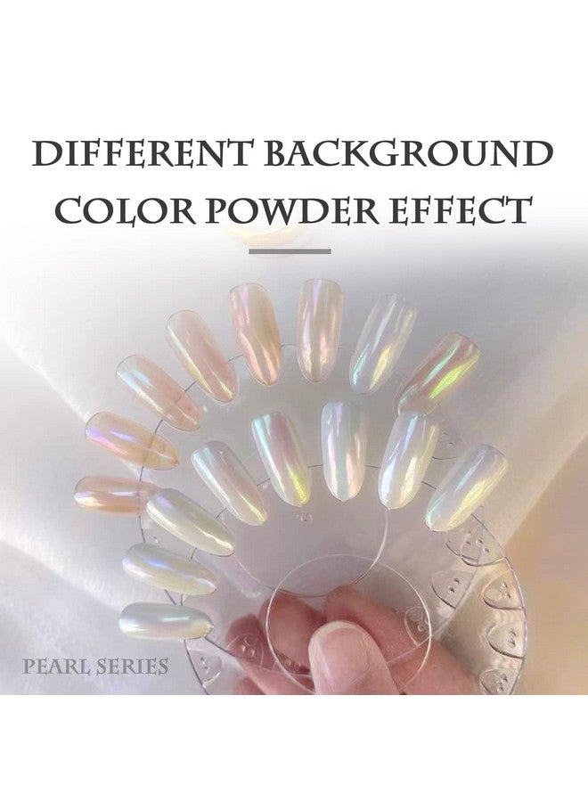 Sulily 2 Pcs White Pearl Chrome Nail Powdermirror Effect Aurora Magic Pearlescent Nail Jewelry Glitter Holographic Pigment Symphony Mermaid Pearl Neon Ice Aurora Dust Nail Powderdiy Nail Art Decorations - Image 3