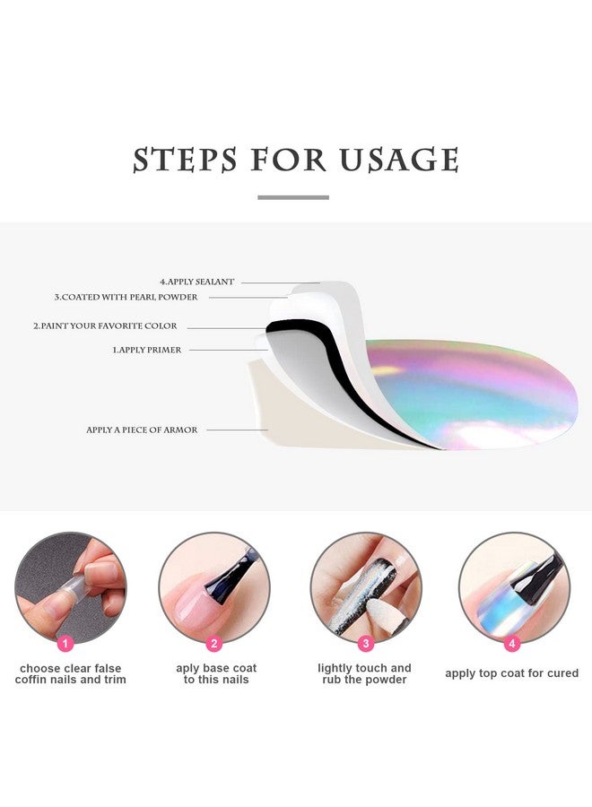 Sulily 2 Pcs White Pearl Chrome Nail Powdermirror Effect Aurora Magic Pearlescent Nail Jewelry Glitter Holographic Pigment Symphony Mermaid Pearl Neon Ice Aurora Dust Nail Powderdiy Nail Art Decorations - Image 5