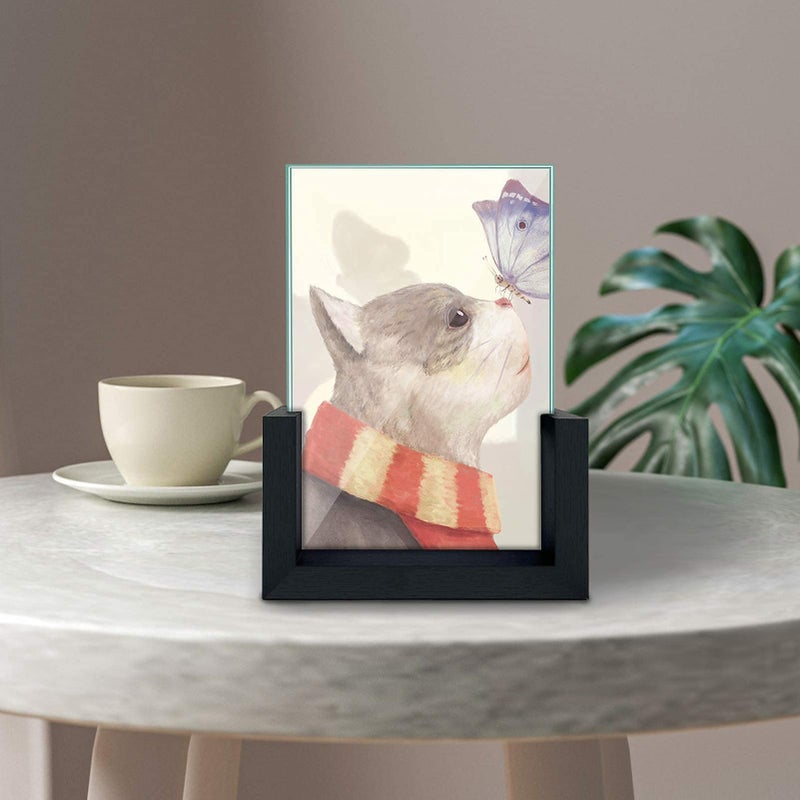 MEBRUDY 8x10 Picture Frame 2 Pack  Black Photo Frames with Tempered Glass Cover and Wooden Base for Tabletop or Desktop Display - Image 2