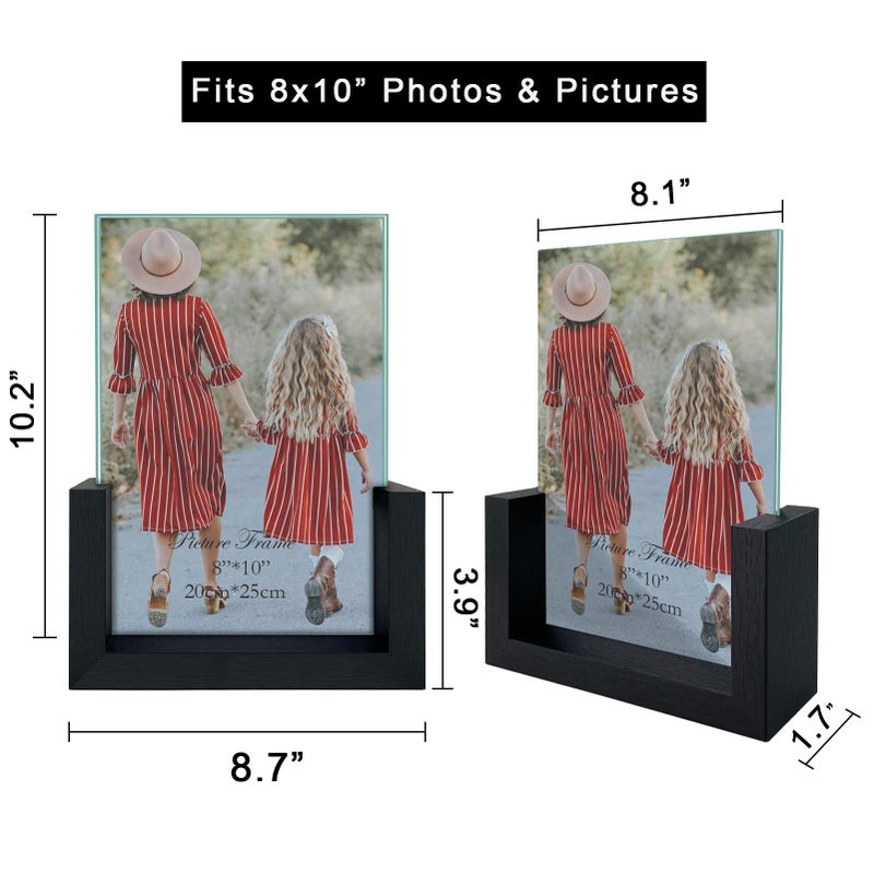 MEBRUDY 8x10 Picture Frame 2 Pack  Black Photo Frames with Tempered Glass Cover and Wooden Base for Tabletop or Desktop Display - Image 5