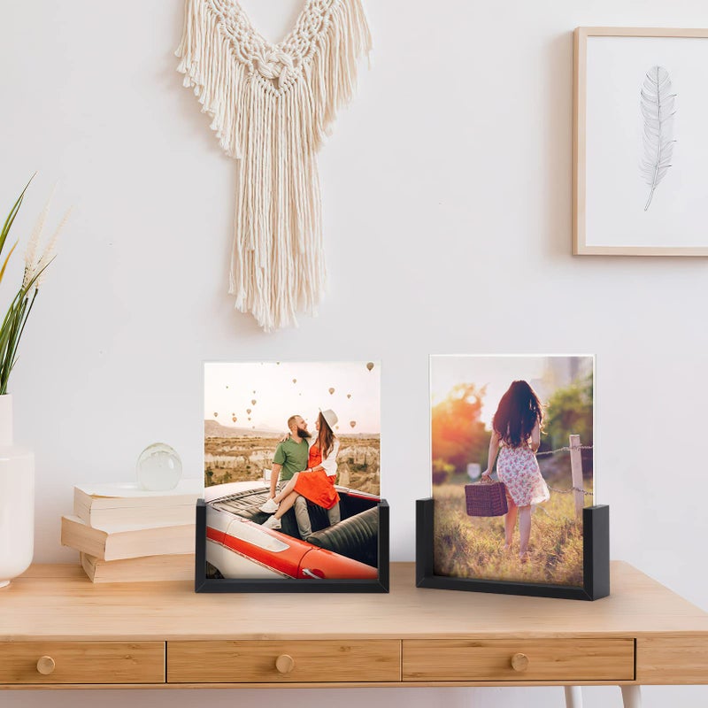 MEBRUDY 8x10 Picture Frame 2 Pack  Black Photo Frames with Tempered Glass Cover and Wooden Base for Tabletop or Desktop Display - Image 3