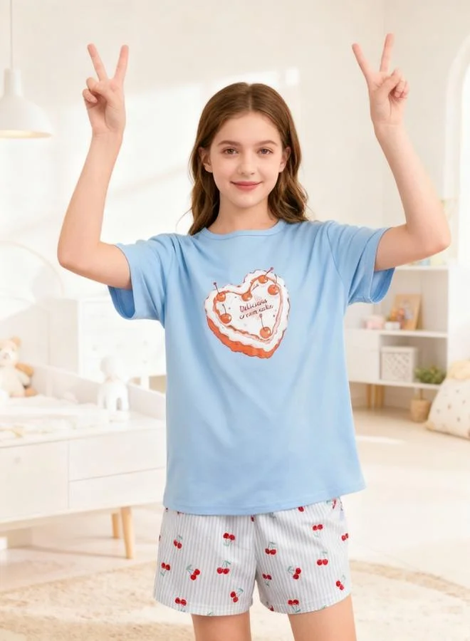 Take Two  Girls Graphic Print T-Shirt And Shorts Pyjama Set for Women | Best Price UAE