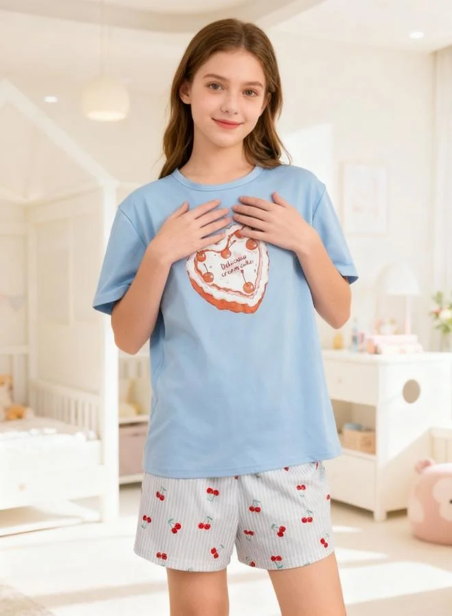 Take Two  Girls Graphic Print T-Shirt And Shorts Pyjama Set for Women | Best Price UAE