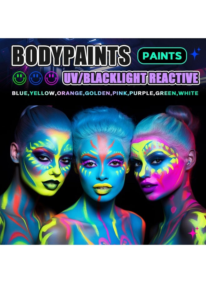 Go Ho - Neon Yellow Body Paint Washable(2.37Oz70Ml)Under Uv Blacklight Neon Face Paintwater Based Neon Fluorescent Yellow Face Paint For Adults Children Sfx Cosplay Costumes Halloween Makeup - Image 1