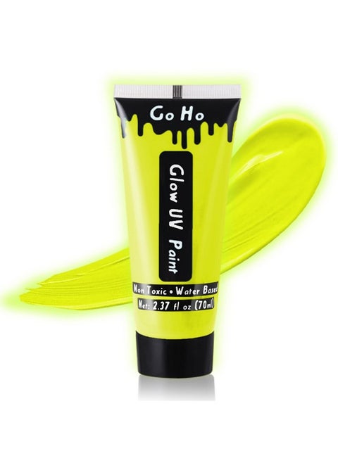Neon Yellow Body Paint Washable(2.37Oz70Ml)Under Uv Blacklight Neon Face Paintwater Based Neon Fluorescent Yellow Face Paint For Adults Children Sfx Cosplay Costumes Halloween Makeup