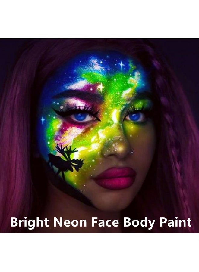 Go Ho - Neon Yellow Body Paint Washable(2.37Oz70Ml)Under Uv Blacklight Neon Face Paintwater Based Neon Fluorescent Yellow Face Paint For Adults Children Sfx Cosplay Costumes Halloween Makeup - Image 1