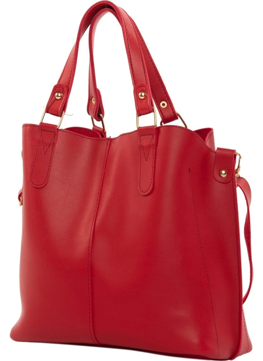 Bagmori Red Three Compartment Bag with Snap Detail