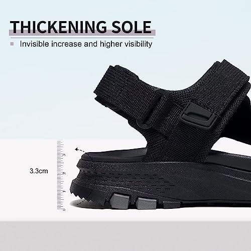 MEGNYA Orthopedic Walking Summer Sandals for Mens, Outside Camping Adjustable Water Sports Sandals, Thick Sole Athletic Sandals for Cushioned Shock Absorber Balck Size 9.5 - Image 3