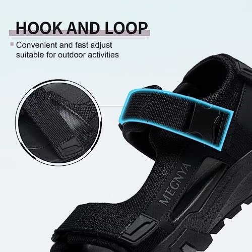 MEGNYA Orthopedic Walking Summer Sandals for Mens, Outside Camping Adjustable Water Sports Sandals, Thick Sole Athletic Sandals for Cushioned Shock Absorber Balck Size 9.5 - Image 4