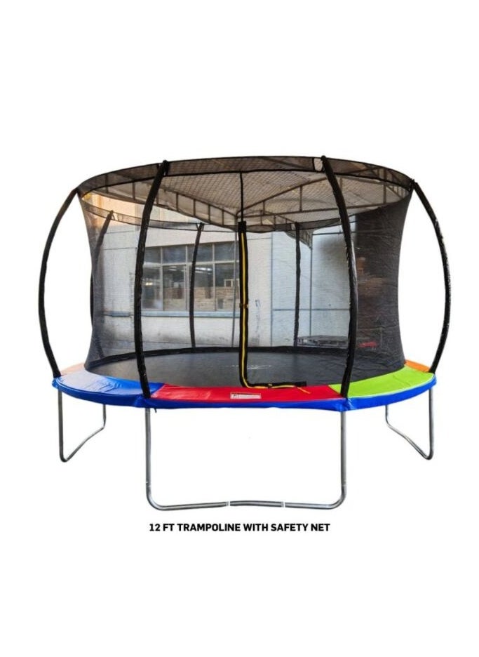 Generic 12 Ft Trampoline with Safety Net – Heavy-Duty Steel Frame, UV-Resistant Jump Mat, 72 Springs 