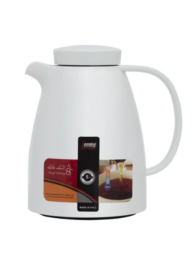 LEEMA thermos, 1 liter, compressor, thermal glass inner container, plastic outer shell - white - Image 2