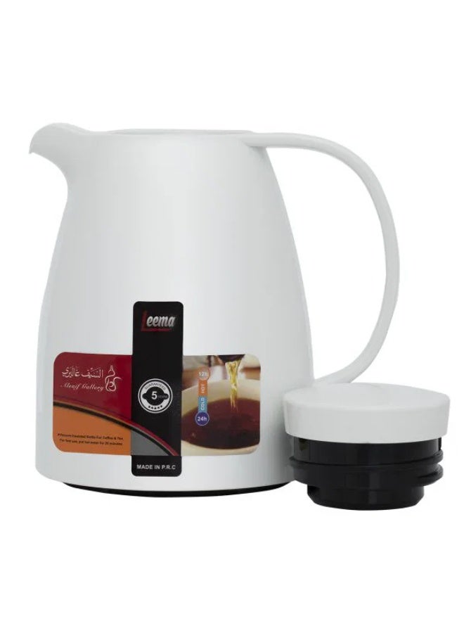 LEEMA thermos, 1 liter, compressor, thermal glass inner container, plastic outer shell - white - Image 3