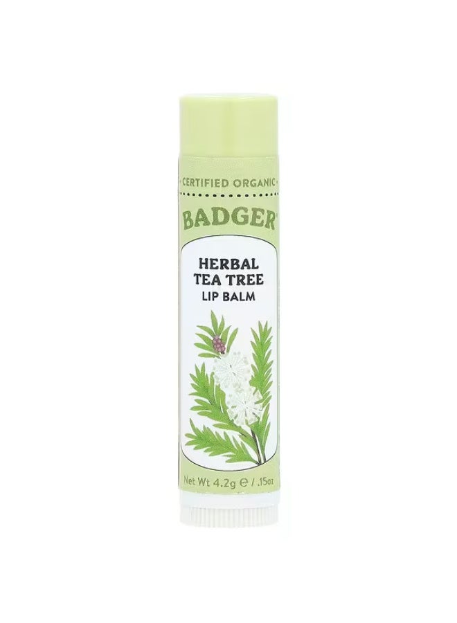 Badger Herbal Lip Balm, Tea Tree, 0.15 oz (4.2 g)