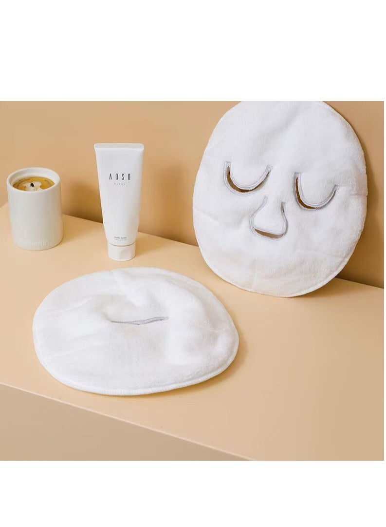 Generic Double-layer towel mask with hanging ears for face, cold and hot compress for facial cleansing, beauty moisturizing interview, steaming face moisturizing thickened mask, reusable, 2 pack - Image 1
