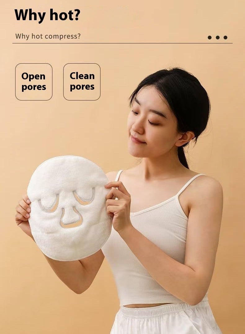 Generic Double-layer towel mask with hanging ears for face, cold and hot compress for facial cleansing, beauty moisturizing interview, steaming face moisturizing thickened mask, reusable, 2 pack - Image 4
