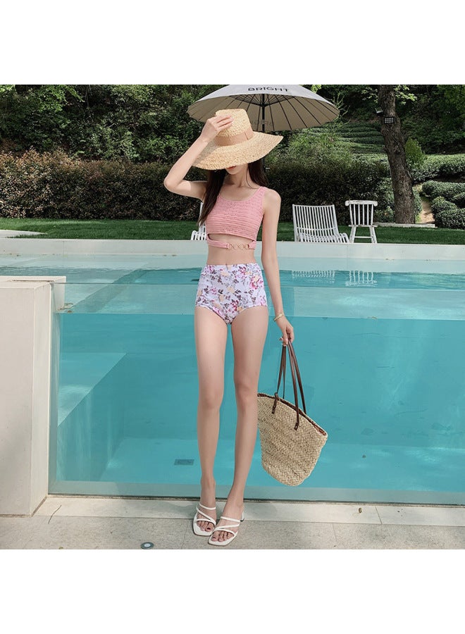 Loquat South Korea Couple Slimming Split Three-piece Suit Summer Vacation Hot Spring Ins Style Swimsuit For Women-Color:Pink Women's- - Image 5