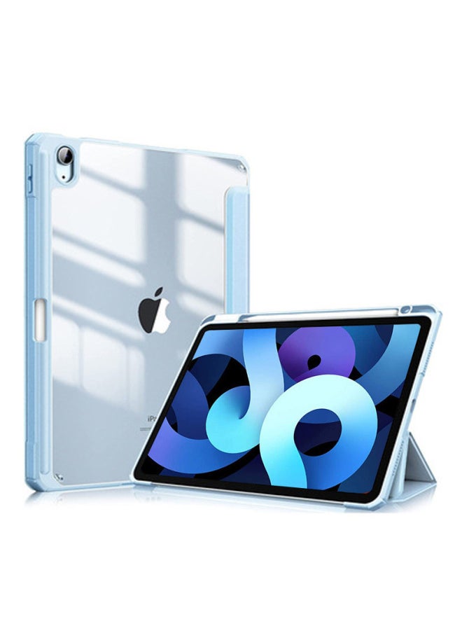 High Transparency Acrylic Ipad 10.2 Case Pen Slot Pro 11 Tablet Cover Magnetic Ipad Protective Shell-Color:White Ice Blue-Applicable Model:iPad Air4/5 (10.9-inch)  - Image 1