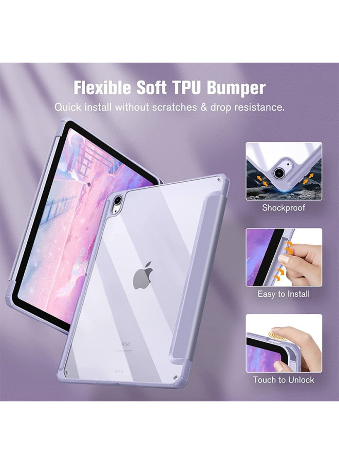 High Transparency Acrylic Ipad 10.2 Case Pen Slot Pro 11 Tablet Cover Magnetic Ipad Protective Shell-Color:White Ice Blue-Applicable Model:iPad Air4/5 (10.9-inch)  - Image 5