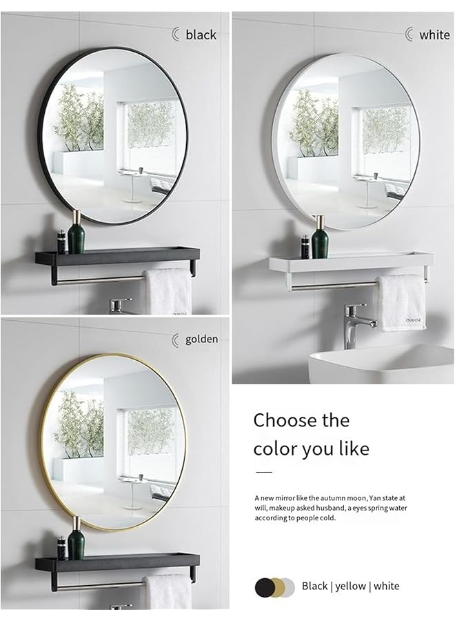 erorex Round Mirror With Shelf Circle Mirror Metal Frame Wall Mirror For Bathroom Bathroom Mirror Wall Mounted Mirror For Wall Decor Living Room Bedroom Bathroom White - Image 4