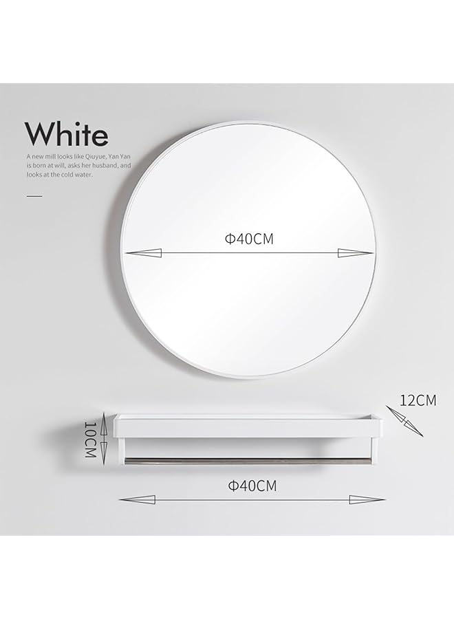erorex Round Mirror With Shelf Circle Mirror Metal Frame Wall Mirror For Bathroom Bathroom Mirror Wall Mounted Mirror For Wall Decor Living Room Bedroom Bathroom White - Image 2