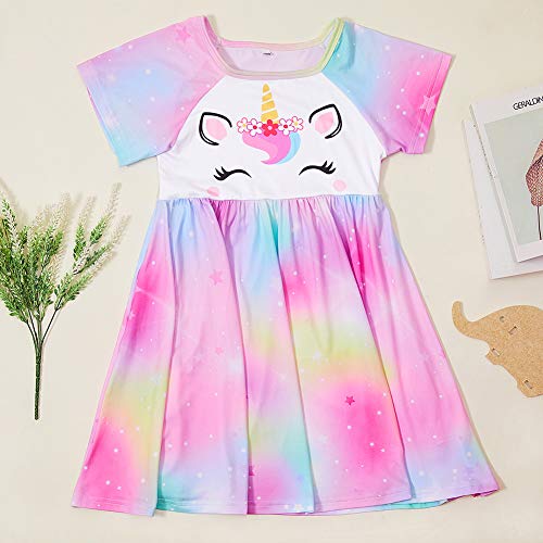 ICOSY Girls Nightgowns Unicorn Dress Pajamas for Kids Toddler Princess Nightgown Dress Unicorn Clothes for Girls - Image 5