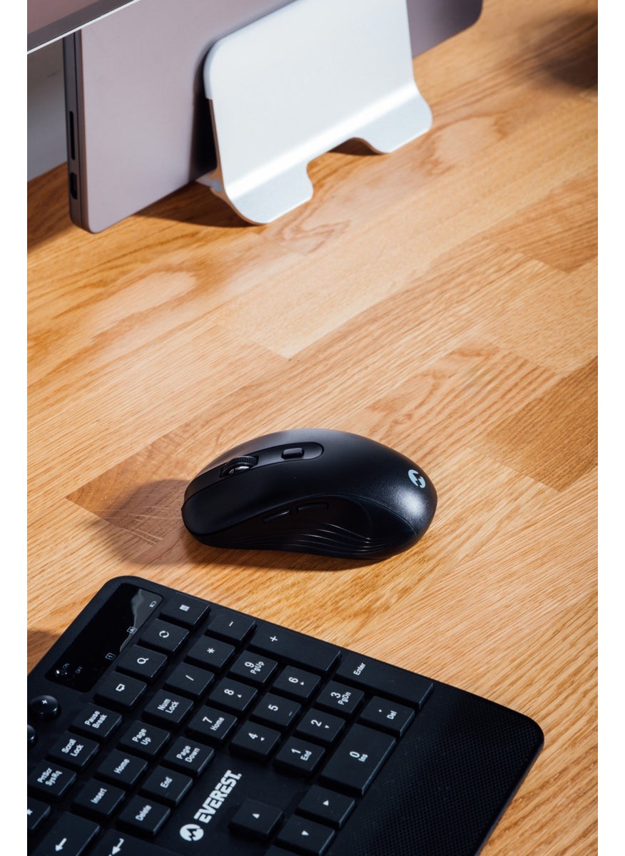 KM-9676 Black Multimedia Tablet-Phone Stand Keyboard + Mouse Set