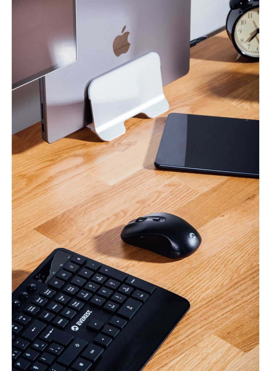 KM-9676 Black Multimedia Tablet-Phone Stand Keyboard + Mouse Set