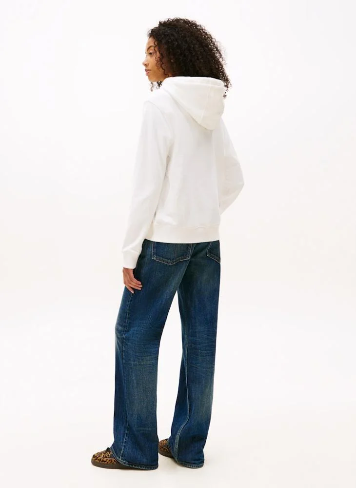 تومي جينز هودي بلوفر مطبوع بياقة دائرية