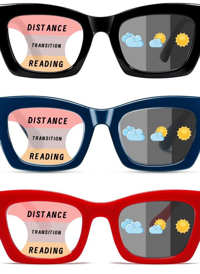 Hubeye Progressive Photochromic Reading Glasses For Women 3 Pack Sunglasses UV400 Anti-Blue Light Reader +2.5 - Image 1