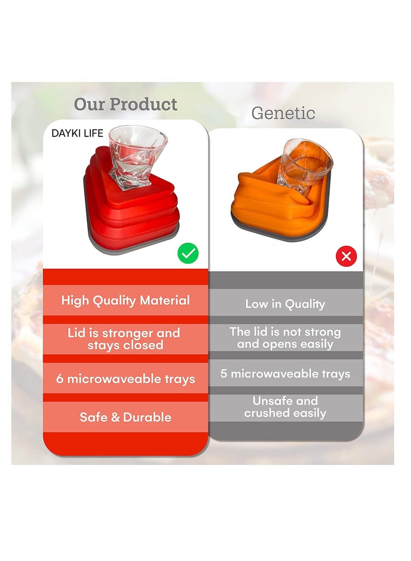 بريميفي صندوق بيتزا سيليكون قابل للطي وقابل للتوسيع مع 5 صواني تقديم قابلة للميكروويف - Image 3