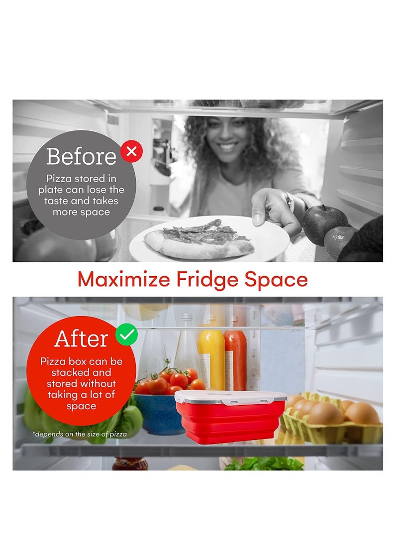 بريميفي صندوق بيتزا سيليكون قابل للطي وقابل للتوسيع مع 5 صواني تقديم قابلة للميكروويف - Image 4