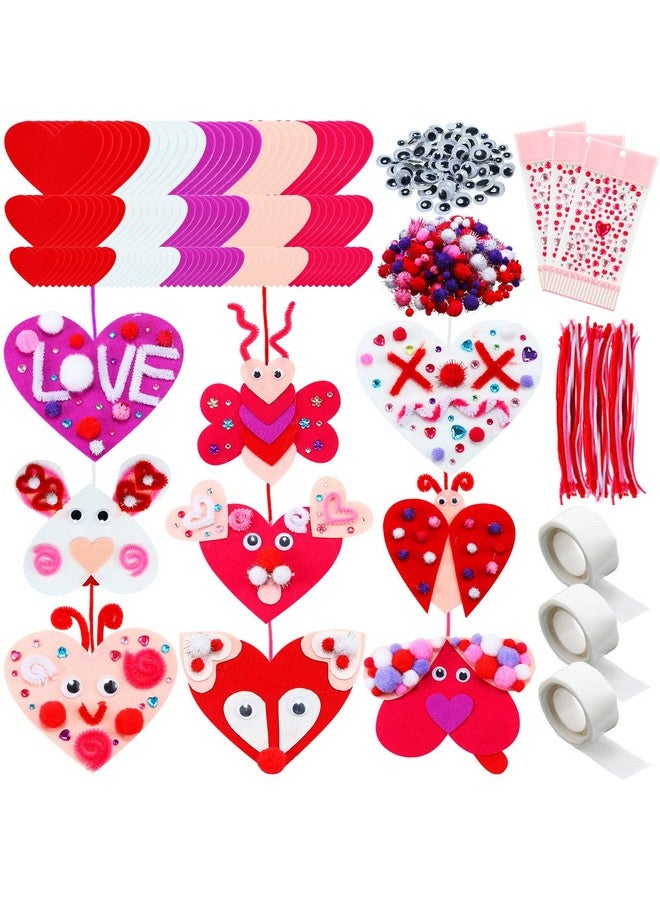 Tatuo 436 Pieces Valentine's Day Felt Heart Craft Kit Assorted DIY Heart Ornaments Decorations with Pom-poms Cleaners Googly Eyes Gem Sticker Craft Supply for DIY Party Favor Scrapbook Decor - Image 1