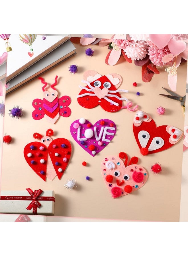 Tatuo 436 Pieces Valentine's Day Felt Heart Craft Kit Assorted DIY Heart Ornaments Decorations with Pom-poms Cleaners Googly Eyes Gem Sticker Craft Supply for DIY Party Favor Scrapbook Decor - Image 2