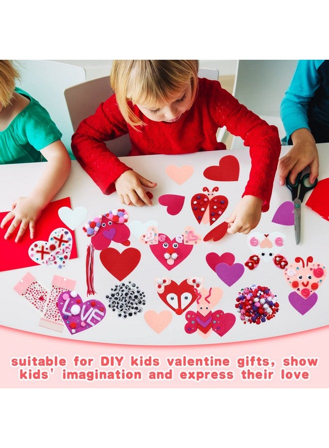 Tatuo 436 Pieces Valentine's Day Felt Heart Craft Kit Assorted DIY Heart Ornaments Decorations with Pom-poms Cleaners Googly Eyes Gem Sticker Craft Supply for DIY Party Favor Scrapbook Decor - Image 5