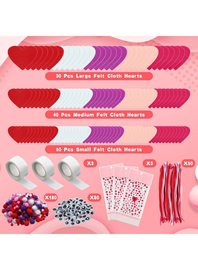 Tatuo 436 Pieces Valentine's Day Felt Heart Craft Kit Assorted DIY Heart Ornaments Decorations with Pom-poms Cleaners Googly Eyes Gem Sticker Craft Supply for DIY Party Favor Scrapbook Decor - Image 4