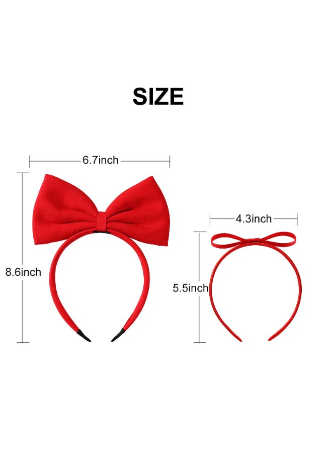 Fancheer 2 Pcs Big Red Bow Headband for Woman Halloween Costume Headwear Christmas Party Cosplay Hair Accessories - Image 4
