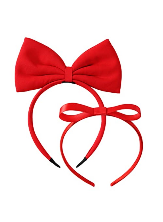 Fancheer 2 Pcs Big Red Bow Headband for Woman Halloween Costume Headwear Christmas Party Cosplay Hair Accessories - Image 1