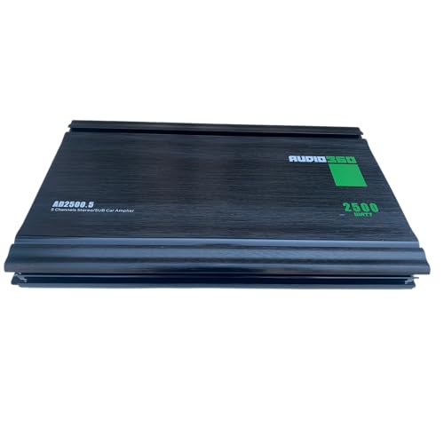 Audiobank Audio360 AD2500.5 5-Channel Car Audio Amplifier, 2500W Max Power, Compact Class AB+D Bridgeable Amp with Triple 30A Fuses, 90dB SNR, Subwoofer Channel Included - Image 2