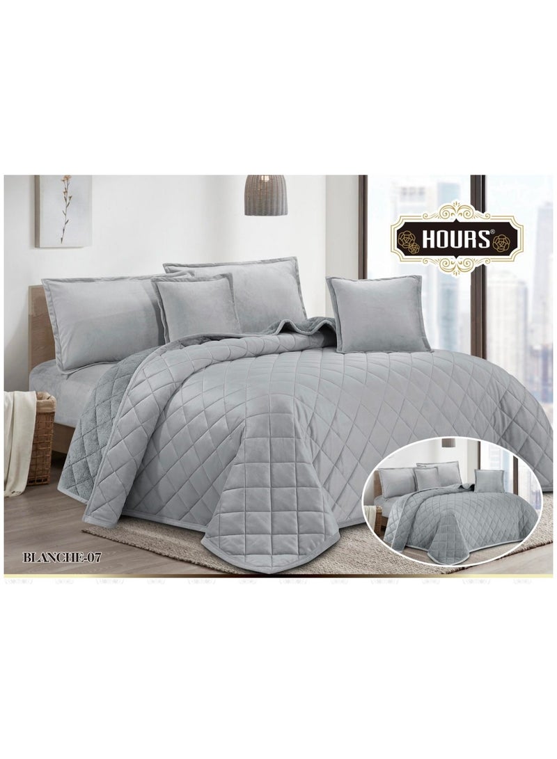 أورز مفرش ملكي 6 قطع نفرين شتوي وجهين وجه مخمل وجه فرو مقاس كينج 220x240 سم - Image 1