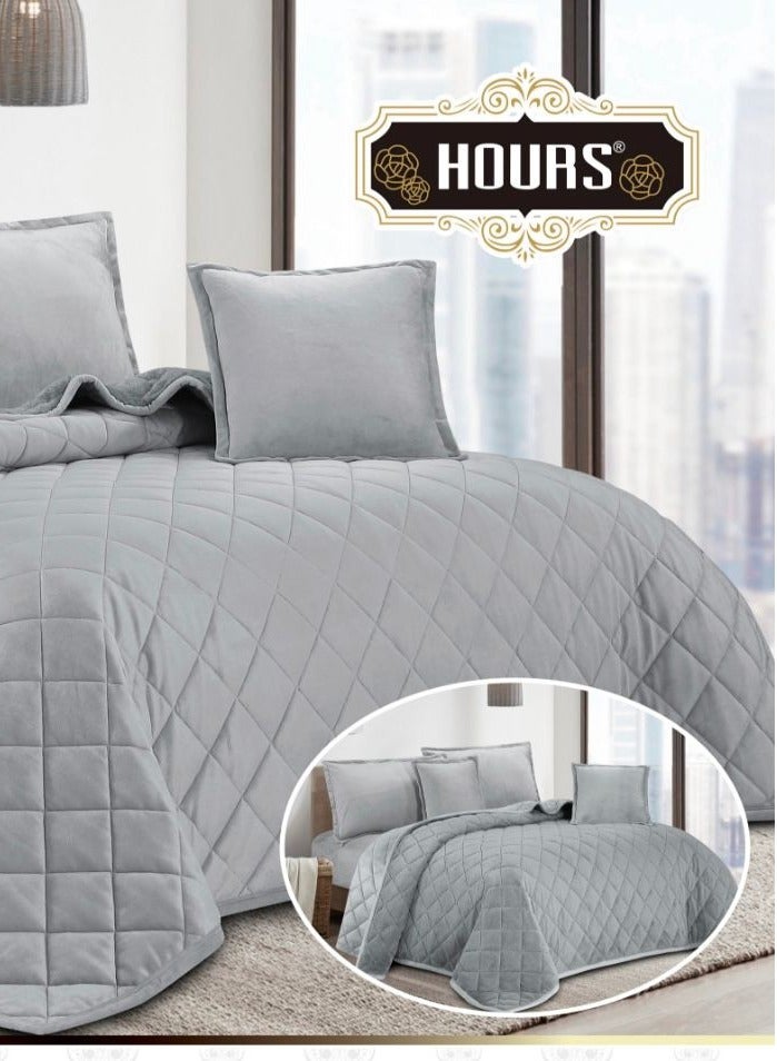 أورز مفرش ملكي 6 قطع نفرين شتوي وجهين وجه مخمل وجه فرو مقاس كينج 220x240 سم - Image 2